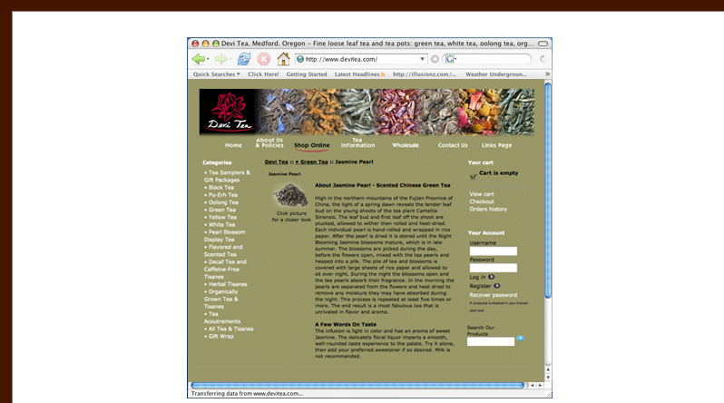 Devi Tea website