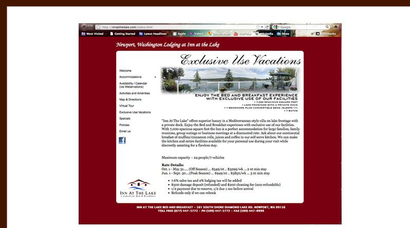 Inn at the Lake website