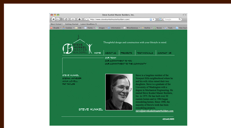 Steve Kunkel Master Builders website